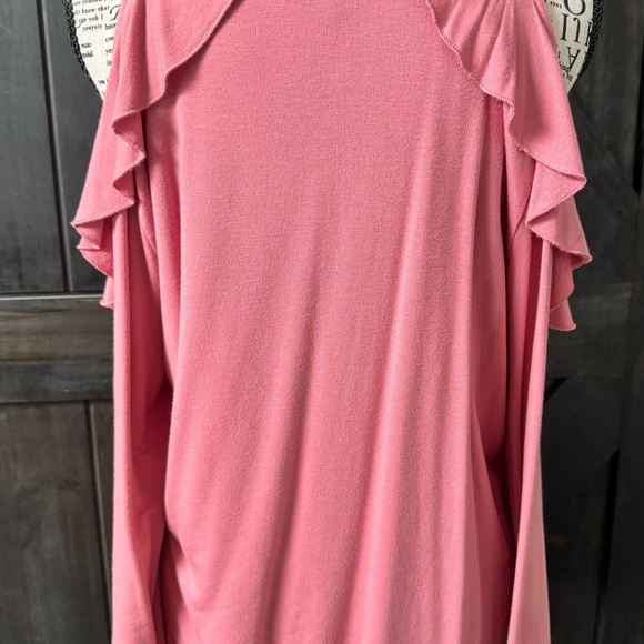 Express Pink Ruffle Cold Shoulder Top - Picture 5 of 6